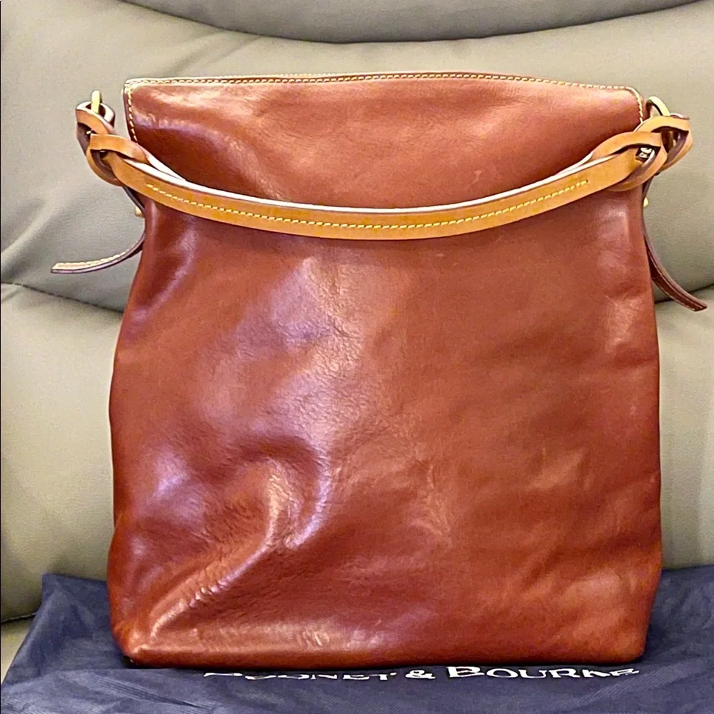Dooney & Bourke Brown Leather Hobo Bag with Tassel